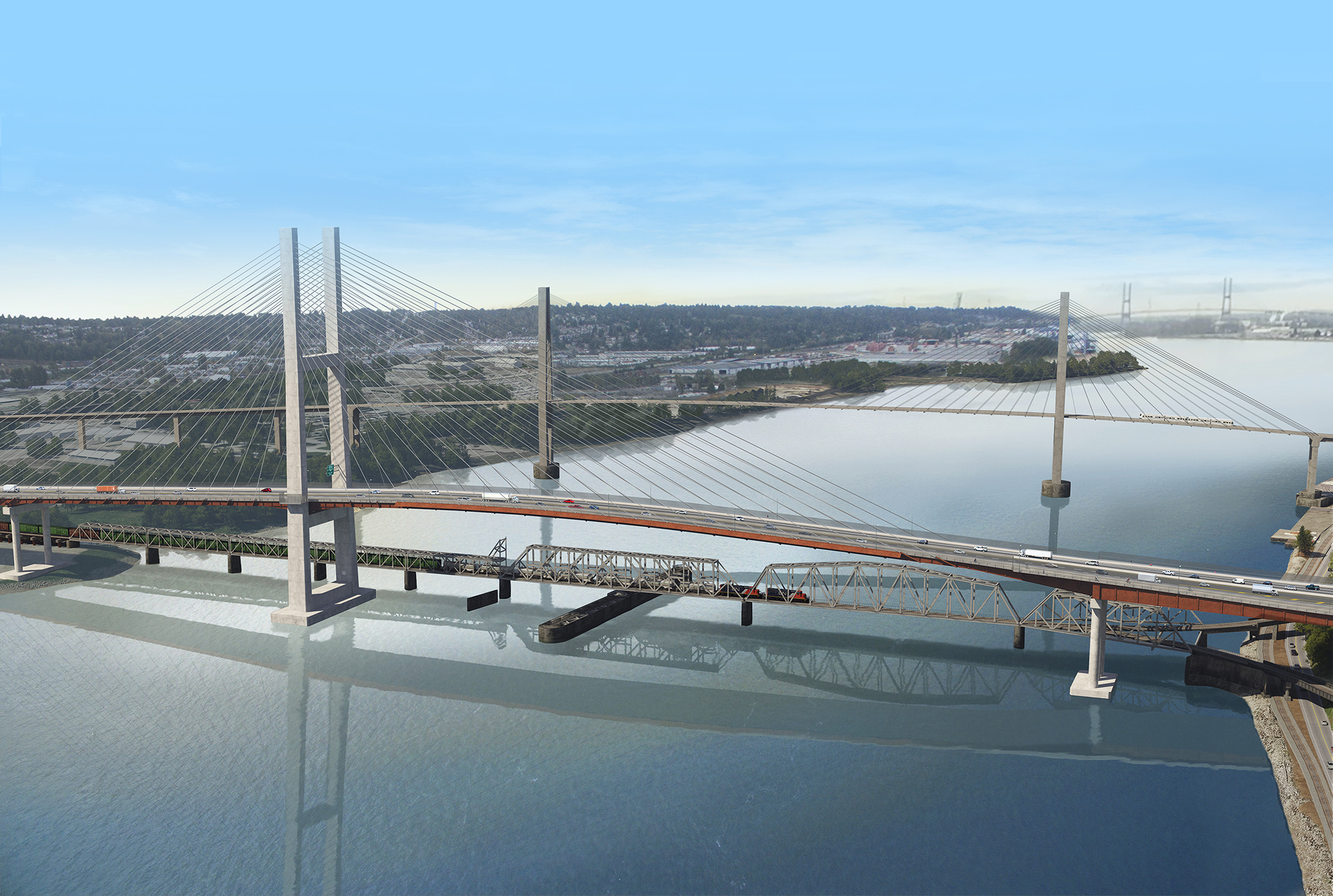 Pattullo Bridge Aerial Rendering